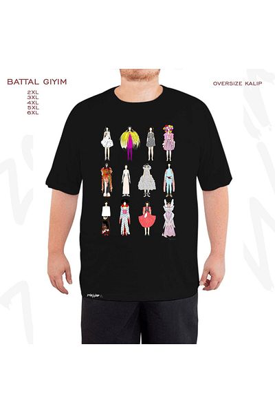 ZOKAWEAR Oversize Outfits Of Bjork Fashion Printed Battal (Bol) Mold Μαύρο T-Shirt