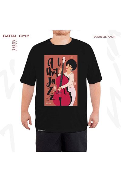 ZOKAWEAR Μαύρο μπλουζάκι Oversize Jazz That Printed Battal (Bol) Mold