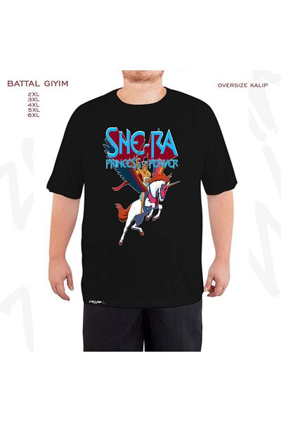 ZOKAWEAR Μαύρο μπλουζάκι Oversize She ra Printed Battal (Bol) Mold