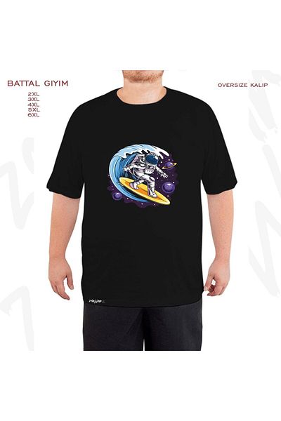 ZOKAWEAR Μαύρο μπλουζάκι Oversize Space Astronaut World Printed (Bol) Mold