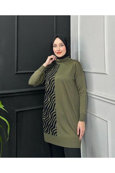 Aknur Moda Ζέβρα μοτίβο κρύο Mercerized τουνίκ