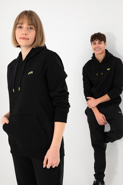 U.S. Polo Assn. Men's Hooded Black Basic Raised Sweatshirt 50295176 -Vr046