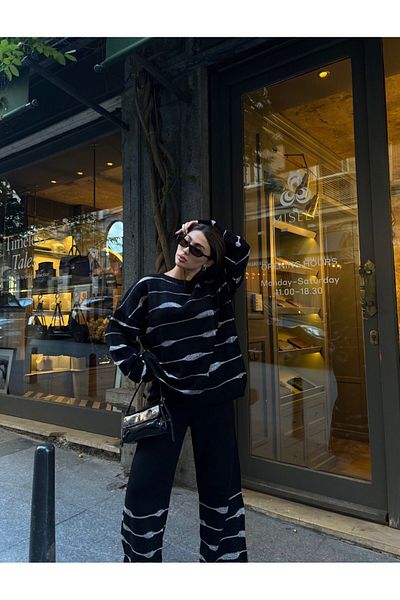 scyllastore Black Shiny Knitwear Set