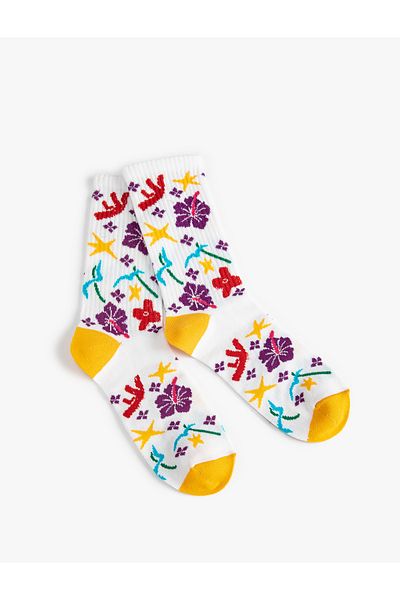 Koton Sosete Floral Socket cu Detaliu Broderie