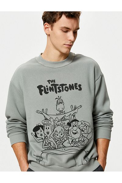 Koton Flintstones Crew Neck Sweat Comfortable Cut Licensed Printed