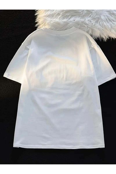 Touz Moda Tricou alb imprimat Dan Dan Cat