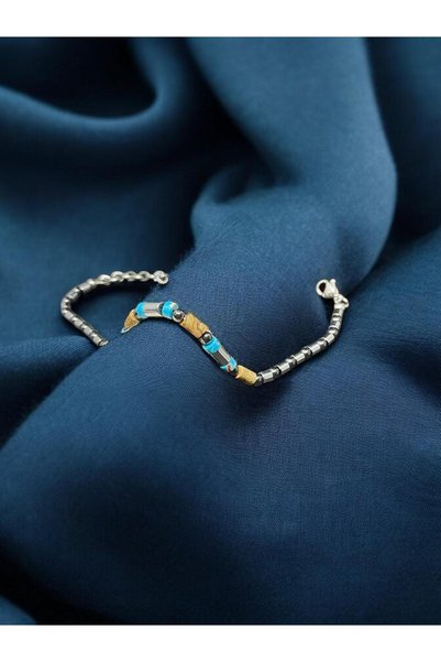 alyacs Luxury Design Natural Stone Steel Bracelet