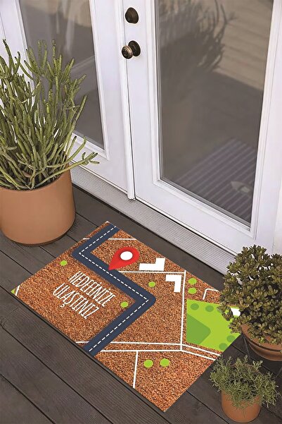 Viyana Home Digital Printed Non-Slip Base Washable Colorful Map Doormat (40X60Cm)