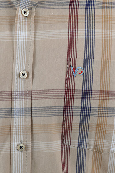 Veli Önkal Long Sleeve Plaid Print Cotton Classic Wide Cut Men's Shirt