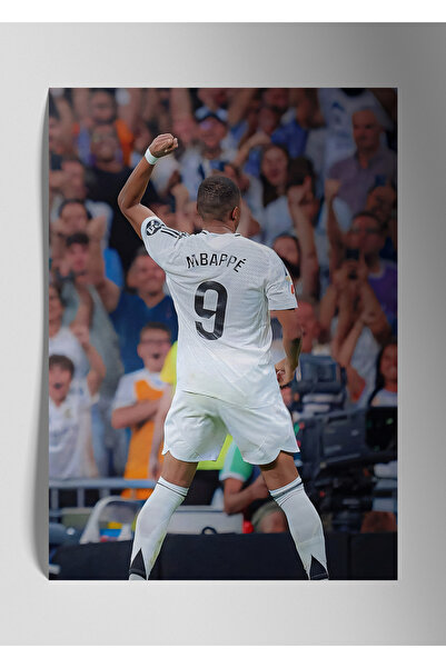 DekorHane Tablou de perete cu imprimare metalică lucioasă - Kylian Mbappe Rea...