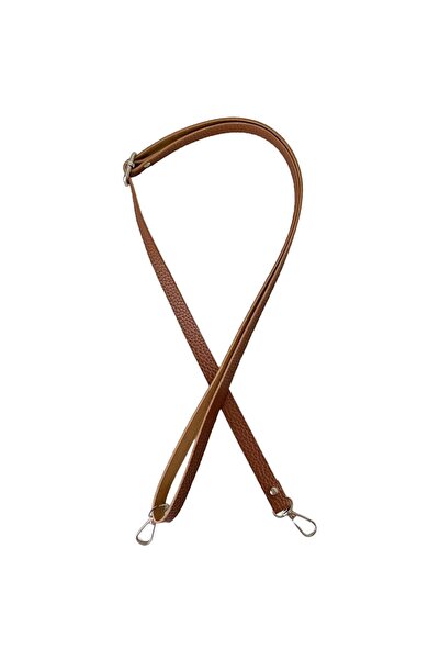 yumakça Sürgü Tokalı Ayarlanabilir Çanta Askısı 135 cm* 1.5 Cm Taba Renk Gümü...