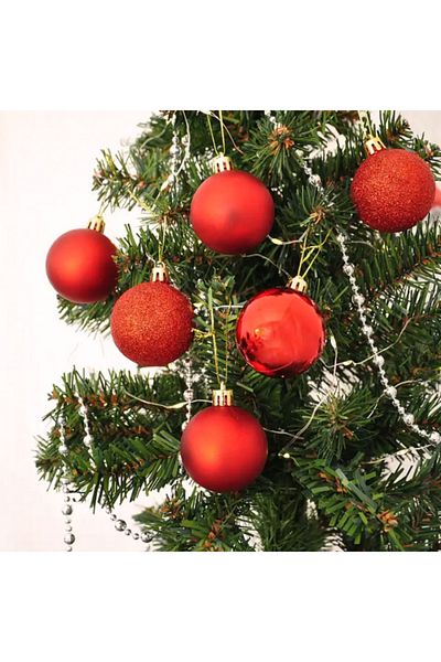 Loremp Red Christmas Tree - 5cm and 10 Ornaments