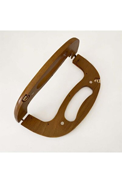 yumakça Çanta Bursu Ahşap Saplı Sütlü Kahve 25 Cm