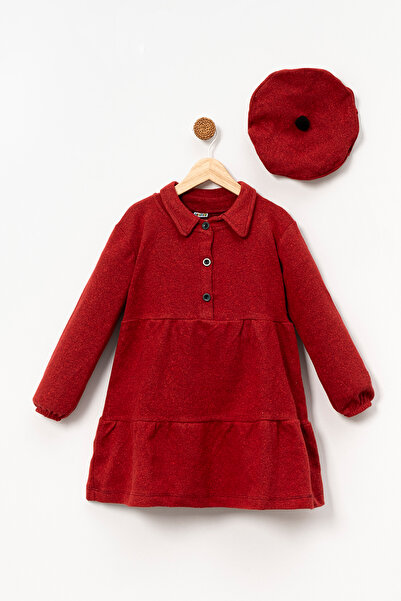 aden kids Червена кашмирена рокля за момиче - с шапка, специален дизайн за зимата (3-8 ГОДИНИ)