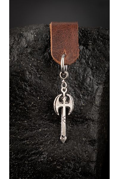 Piercing Market Steel & Silver Men's Steel Dangle Ring Axe Model Earrings Rust No Darkening