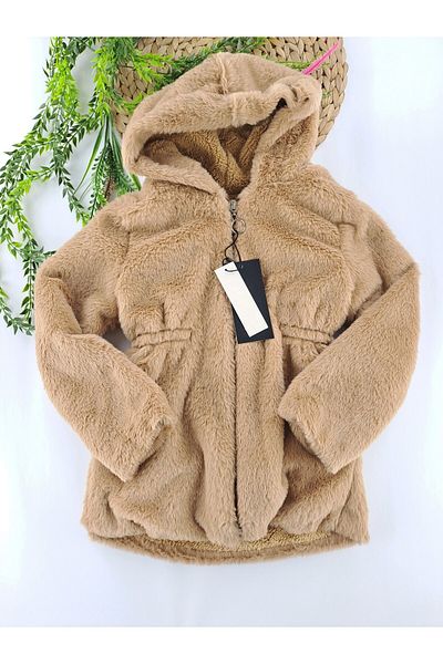 Butik Кожено палто за момиче с полар отвътре, първокласно качество