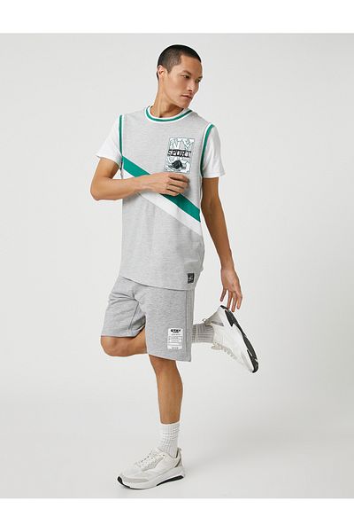 Koton Basic Shorts with Lace Waist Slogan Label Printed Pockets
