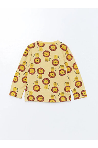 LC Waikiki LCW baby Sarı Bisiklet Yaka Uzun Kollu Baskılı Erkek Bebek Pijama Takımı