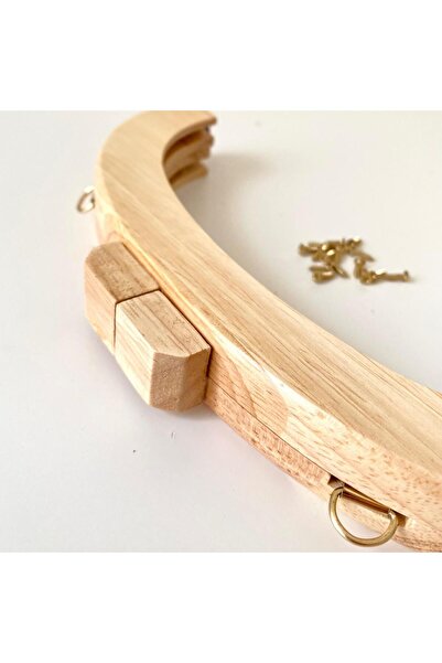 yumakça Çanta Bursu Ahşap Oval Slim Açık Kahve 20 Cm