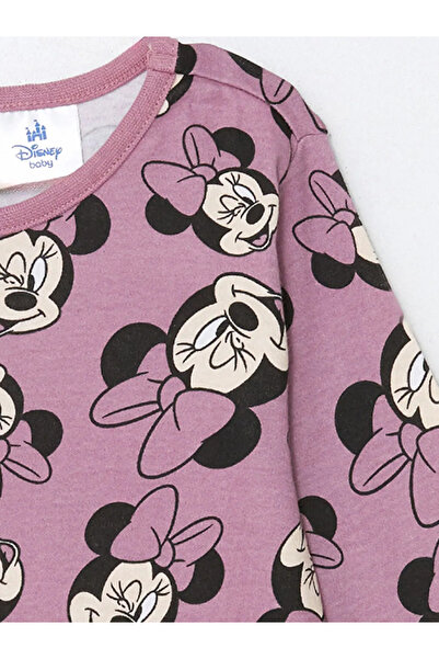 LC Waikiki Lcw Baby Lila Bisiklet Yaka Minnie Mouse Baskılı Kız Bebek Pijama Takımı