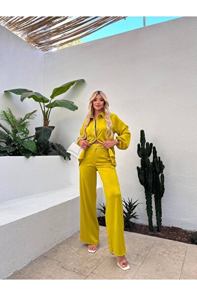 NEW STATION Set de pantaloni și cămașă din satin de mătase New Station