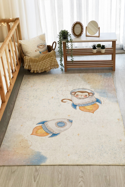 Evmila Roket Desenli Baskı Kalın 7mm Halı Modeli