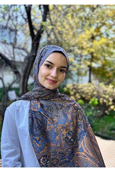 shalby Şal din bumbac cu model Dalia albastru