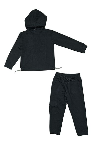 Mnk Baby&Kids Casual αθλητική φόρμα για κορίτσια - Φούτερ και ελαστική μέση, 2 κλωστές MNK0665 ΜΑΥΡΟ