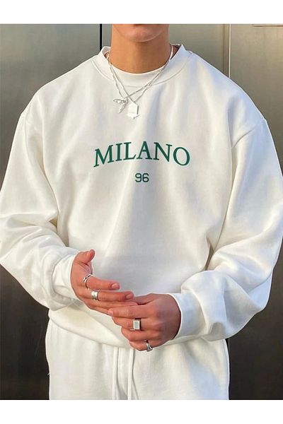 Revasser Unisex Γυναικεία/Ανδρική Λεπτομερής Milano Special Printed Color Oversize Βαμβακερή φούτερ με λαιμόκοψη