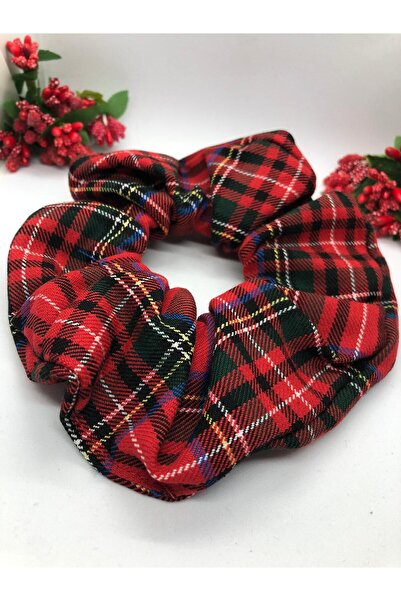 İnDerin Red Plaid Patterned Rubber Buckle Large Size