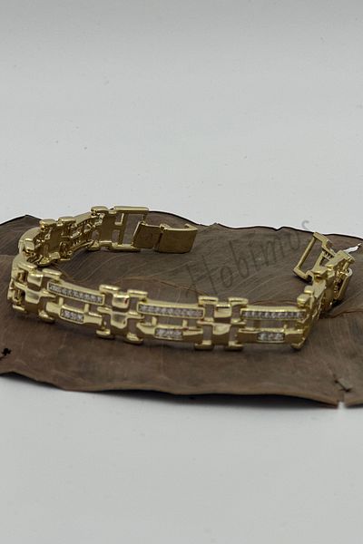 Hobimos Xuping Special Design Zircon Stone Wide Steel Bracelet