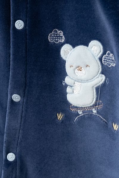 Bebitof Cute Skateboarded Teddy Bear Patterned Cotton Baby Velvet Jumpsuit