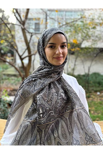 shalby Χακί Χρώμα Hijab Dalia Μοτίβο Βαμβακερό Σάλι