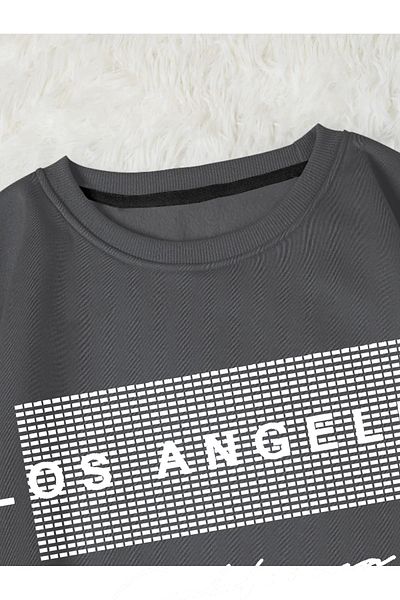 Revasser Unisex Women'S/Men's Detailed Los Angeles Custom Printed Color Oversize Crew Neck Cotton Sweatshirt