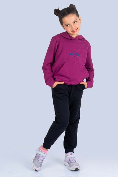 Mnk Baby&Kids New York Mini Kangaroo - Комплект анцуг с качулка за момиче Mnk0513 Слива