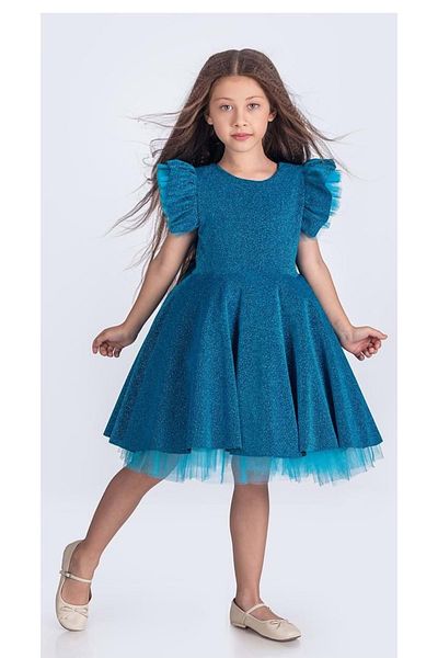 Mnk Baby&Kids Girl's Chanzelize Evening Dress - Glitter, M00669 Turquoise