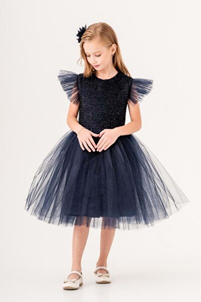 Mnk Baby&Kids Tüllü Kız Çocuk KPL Elbise MNK0526 KOYU LACİVERT