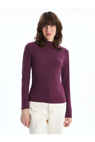 LC Waikiki Γυναικείο μακρυμάνικο μονόχρωμο γιακά LCWAIKIKI Basic