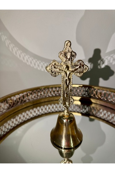 Handmade Brass Bell Christmas Gift New Year Gift Brass Chime Cross Chime Hand Bell