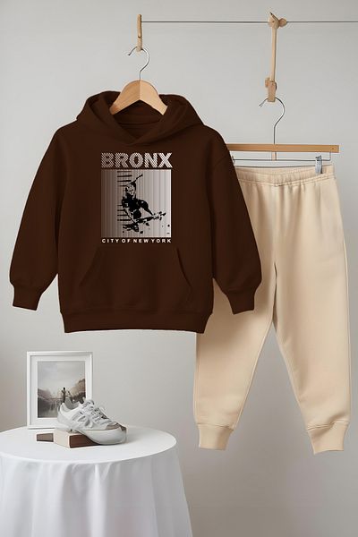 MYADA Комплект спортен екип от премиум памучен плат Bronx New York с щампа - 3 прежди 22505