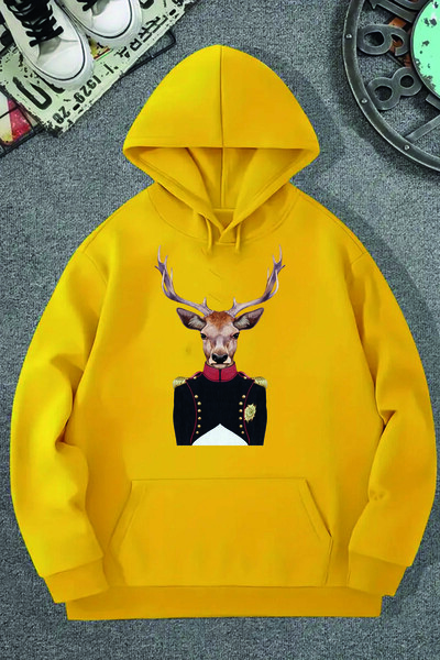 Korefanzin KOD TREND KOREFANZİN GEYİK BASKILI OVERSIZE HOODİE SWEATSHİRT