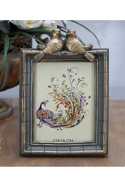 busraconcept Bird Detailed Frame, Khaki Color Bird Frame 25cm