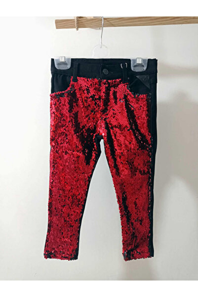 krm kerem bebe Pul İşlemeli Likralı Çocuk Pantolon