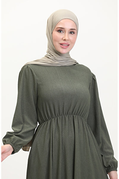 sefamerve Φόρεμα τσέπης σε χακί χρώμα - Μοντέλο 1099-01