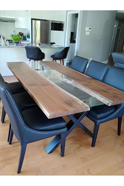 shardywood Özel Ahşap Cam Yemek Masası Ofis Masası Mutfak Masası 160x80