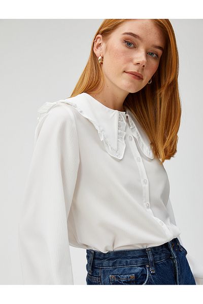Koton Wide Baby Collar Shirt Long Sleeve
