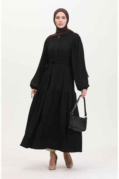 sefamerve Μαύρο μπαλόνι μανίκι Ferace - Μοντέλο 1026-01