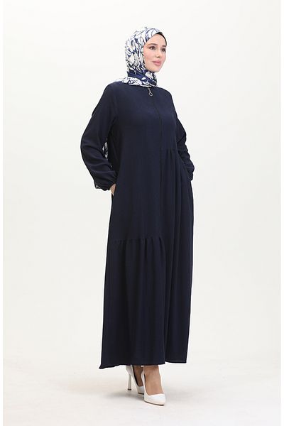 sefamerve Navy Blue Gathered Ferace - 1027-04