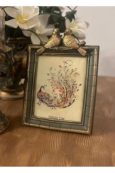busraconcept Bird Detailed Frame, Khaki Color Bird Frame 25cm