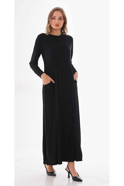 medipek Μαύρο Noble Hijab Πλισέ Φόρεμα